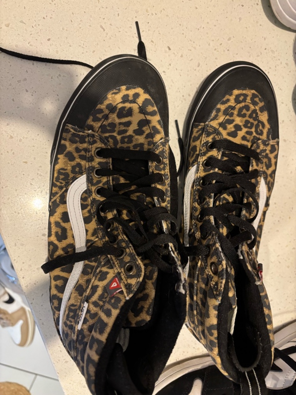 Vans custom Leopard Print High-Top Sneakers in Black and Tan